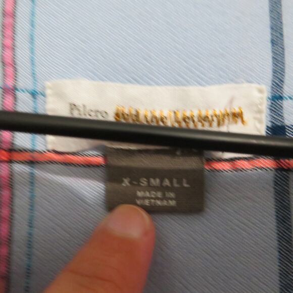 Anthropologie Pilcro & the Letterpress XS Light Blue Plaid Buttonfront Top - Picture 5 of 6